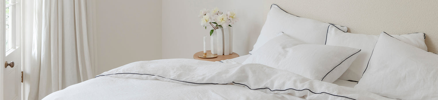 Piped Linen Duvet Cover Set