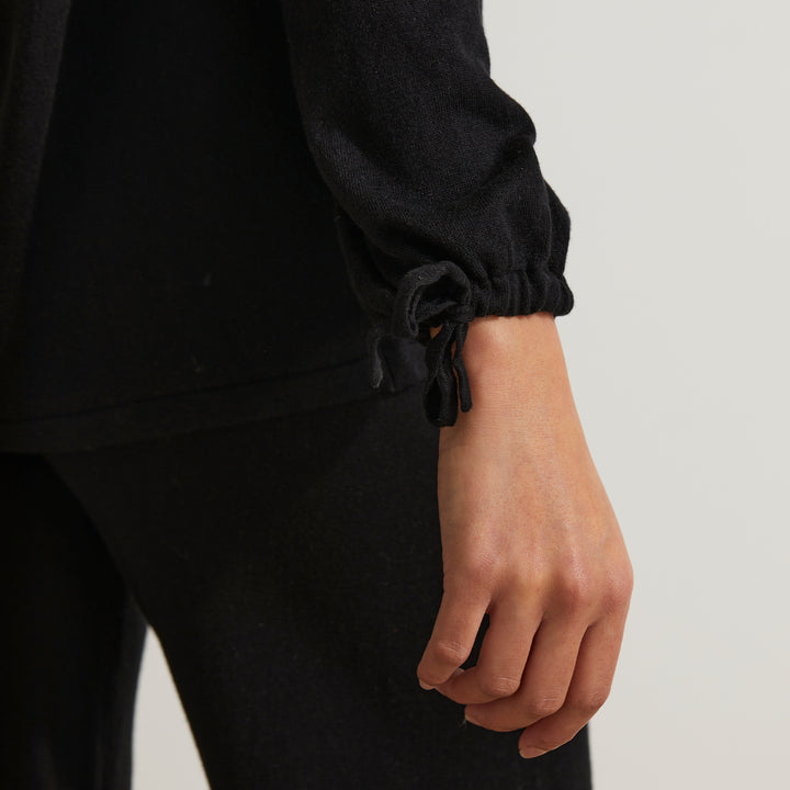 Ada Long Sleeve Knitted Top - Black