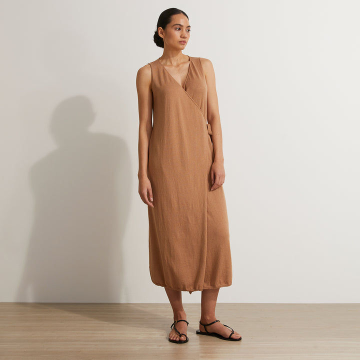 Sofia Knitted Wrap Dress - Camel