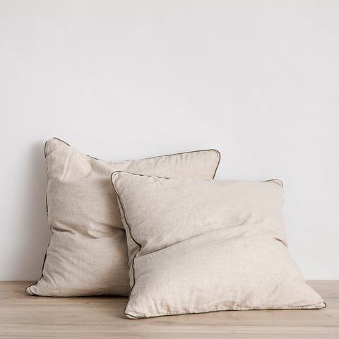 Piped Set of 2 Linen Euro Pillowcases