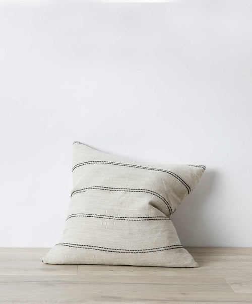 Mira Linen Cushion Cover - Ana with subtle black stripes, crafted from breathable sustainable European Flax™ linen The beauty of home