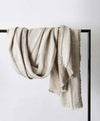 Mira Throw - Natural linen throw with black stripes 