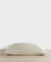 Silk Linen Flip Pillowcase in Smoke, silk side facing up.