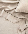 Piped Linen Flat  Sheet Natural and Forest