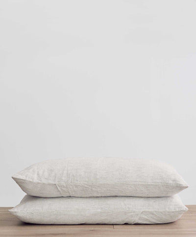 Set of 2 Linen Pillowcases - Pinstripe
