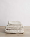 Piped Linen Sheet Set with Pillowcases Natural and Forest