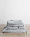 Piped Linen Sheet Set with Pillowcases Smoke and Slate