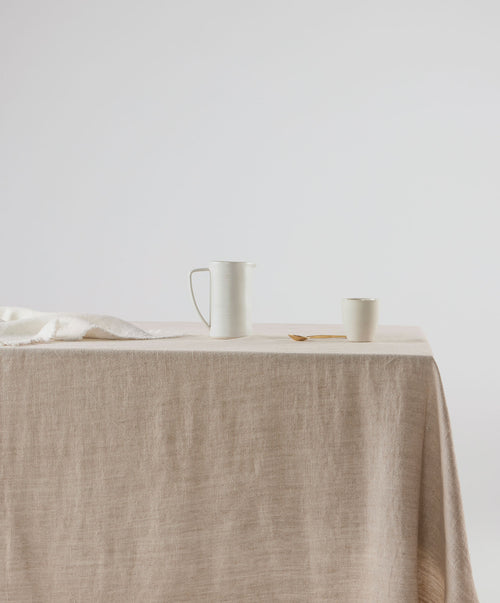 Dining Edit - Natural Fia Dining in soft natural linen with premium European Flax™, styled simply The beauty of home