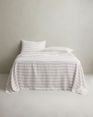 Linen Sheet Set with Pillowcases - Cedar Stripe