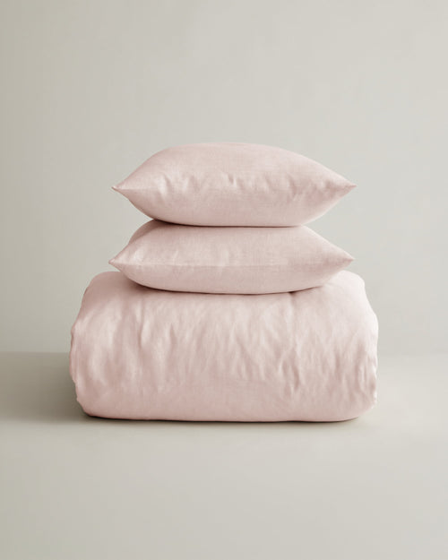 Linen Duvet Cover Set - Blush