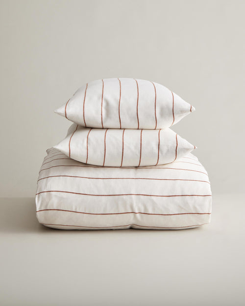 Linen Duvet Cover Set - Cedar Stripe
