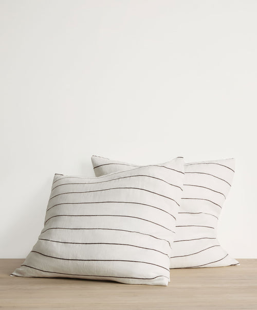Set of 2 Linen Euro Pillowcases - Truffle Stripe