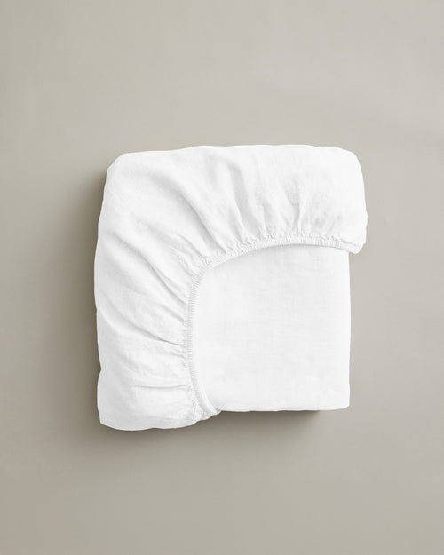 Linen Fitted Sheet - White