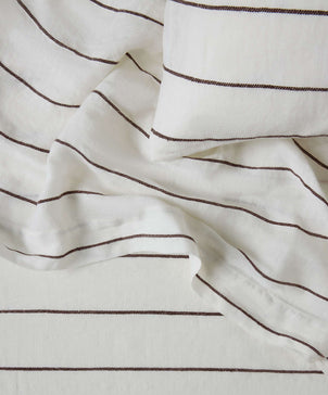 Set of 2 Linen Euro Pillowcases - Truffle Stripe
