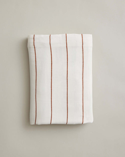 Linen Flat Sheet - Cedar Stripe