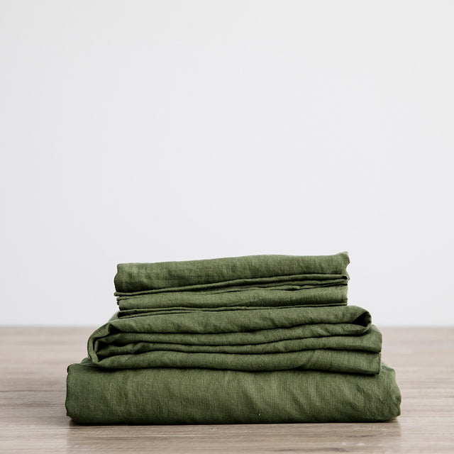 Linen Sheet Set with Pillowcases - Forest