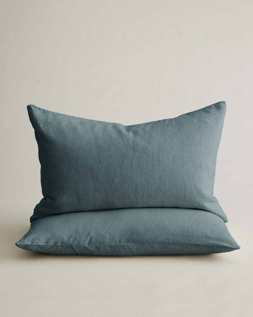 Set of 2 Linen Pillowcases - Bluestone