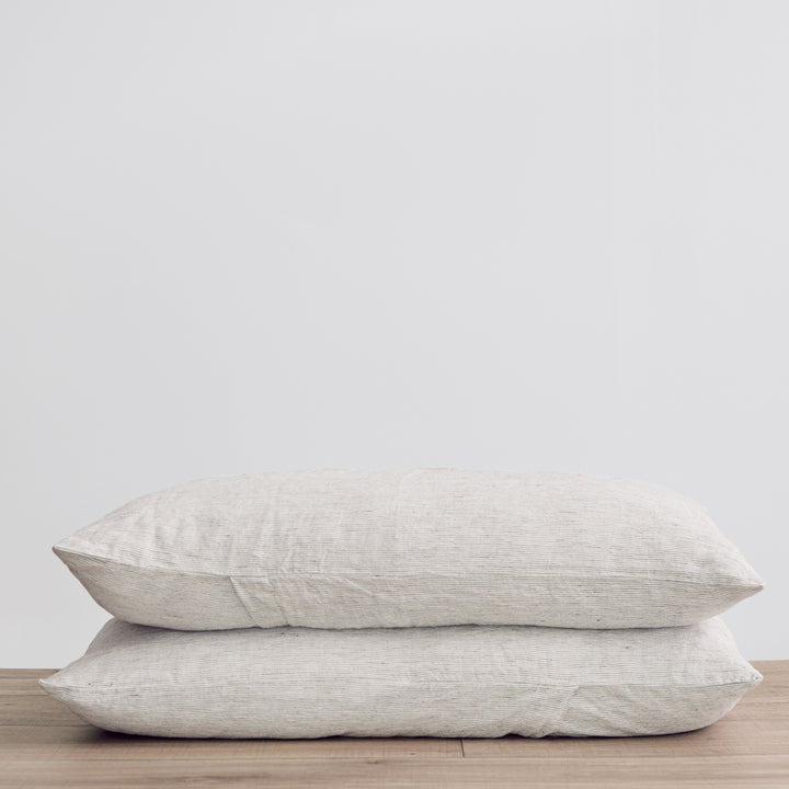 Set of 2 Linen Pillowcases - Pinstripe