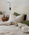 Piped Linen Duvet Cover - Natural and Forest