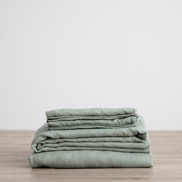 Linen Sheet Set with Pillowcases - Sage