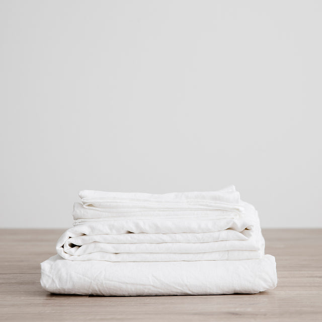 Linen Sheet Set with Pillowcases - White
