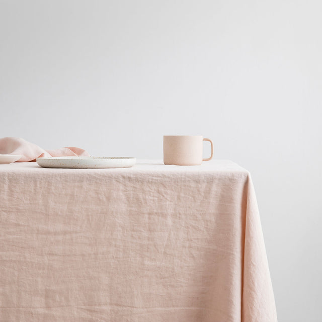 Linen tablecloth blush.