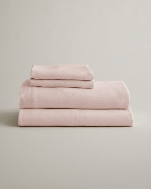 Linen Sheet Set with Pillowcases - Blush
