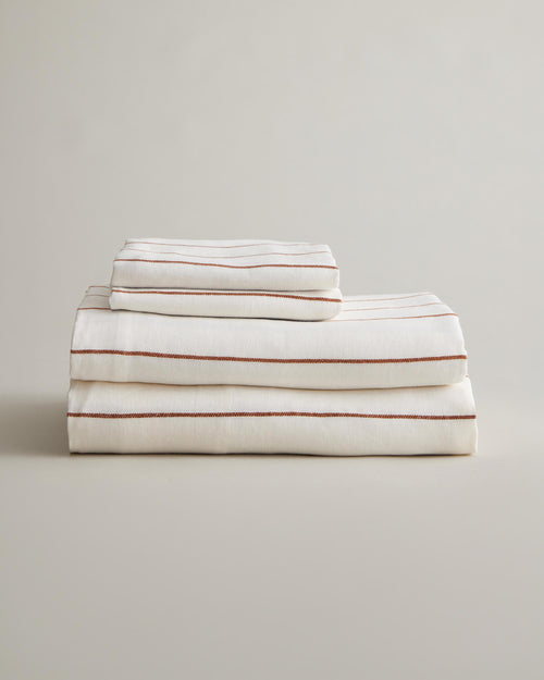 Linen Sheet Set with Pillowcases - Cedar Stripe