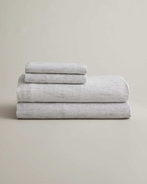Linen Sheet Set with Pillowcases - Pinstripe
