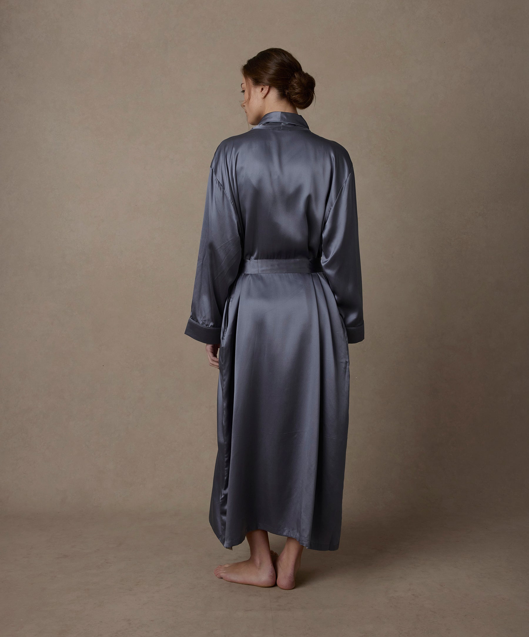 CULTIVER Silk Robe in Steel Blue - Premium Australian Craft | CULTIVER ...