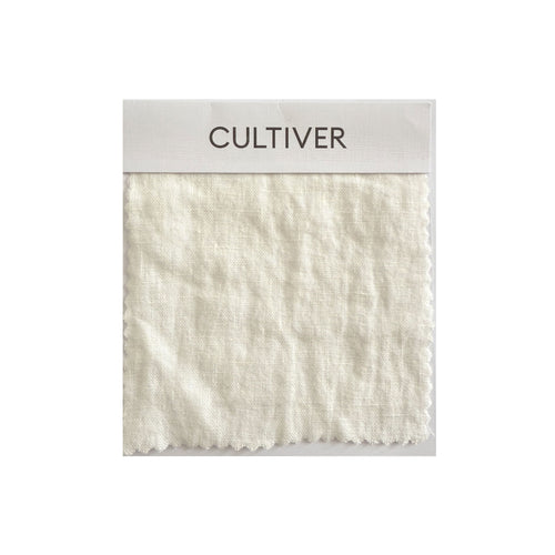 Complimentary Swatch Card - Ivory displaying breathable, chemical-free European Flax™ linen fabric The beauty of home