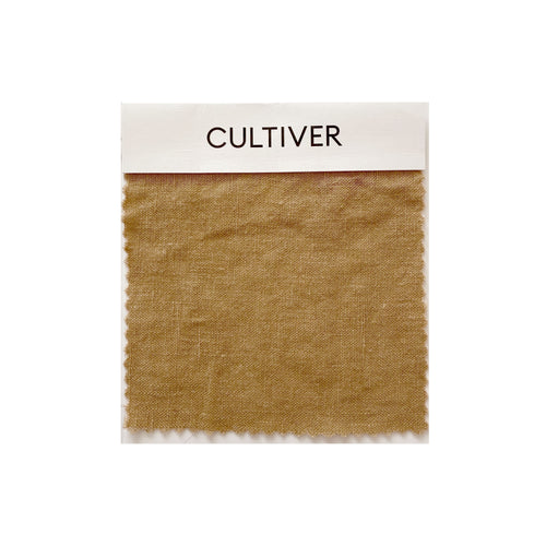 Complimentary Swatch Card - Sand showing natural linen texture and warm sandy hue The beauty of home