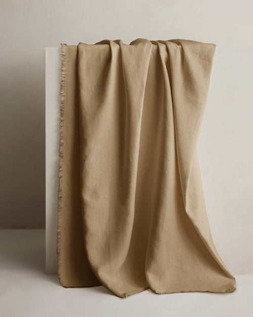 Freya Linen Throw - Biscuit