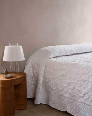 Willow Embroidered Quilt - White