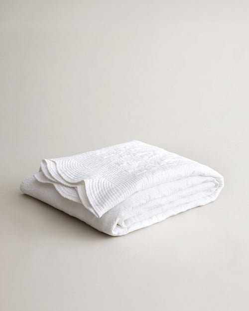 Willow Embroidered Quilt - White