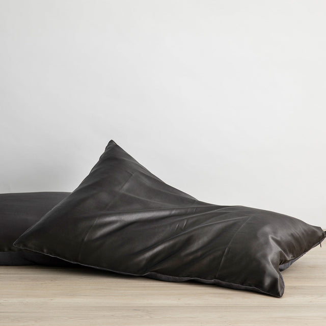 Silk Linen Flip Pillowcase - Slate. Size: Single Standard, Set of 2 Standard