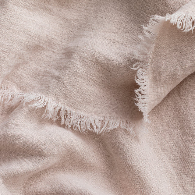 Close up of the Freya Linen Throw in Blush