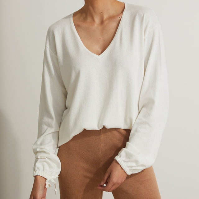 Ada Long Sleeve Knitted Top - White