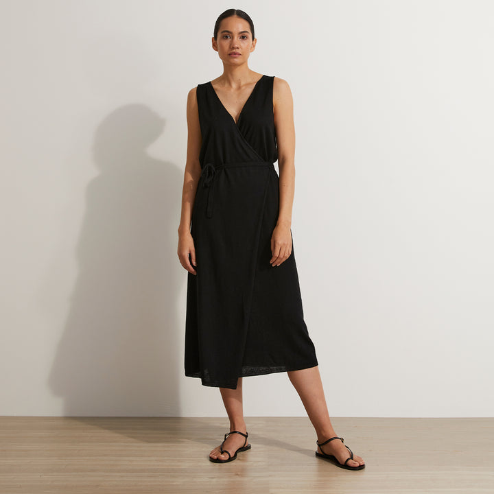 Sofia Knitted Wrap Dress - Black